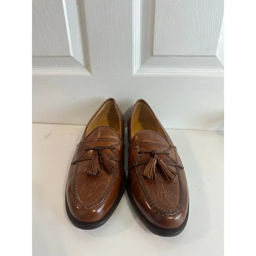 Johnston & Murphy Horner Tasseled Loafers Dress Shoes Sz 10 M Brown-Some Scuffs